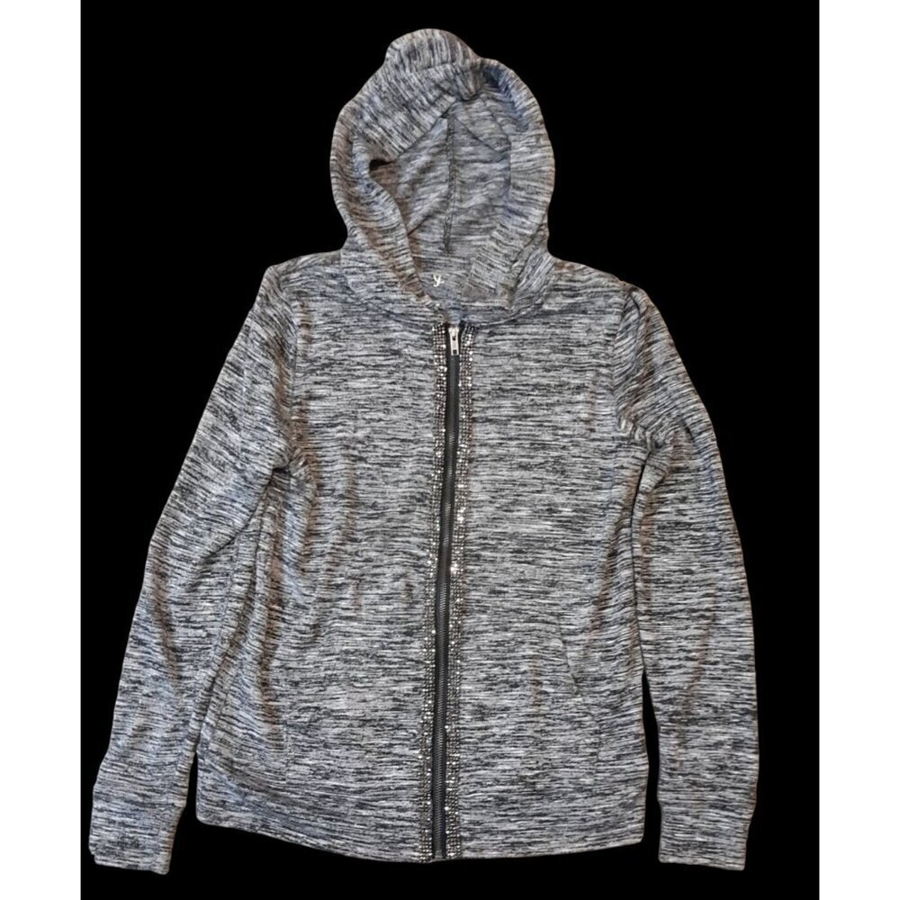Juicy Couture Marled Black Gray Blingy Hooded Jacket Size S